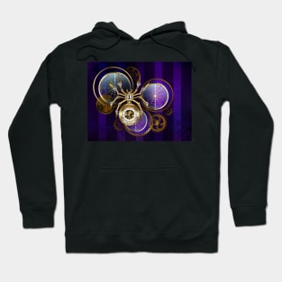 Steampunk Spider on Purple Background Hoodie